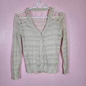 Vintage Knit and Lace Grandma Cardigan